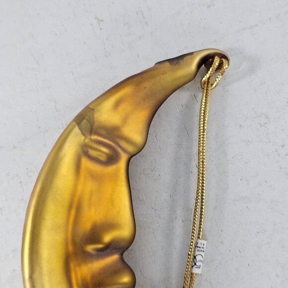 Vintage Department 56 Frosted Gold Mercury Glass Moon Ornament 5 1/2 inch - Picture 3 of 8